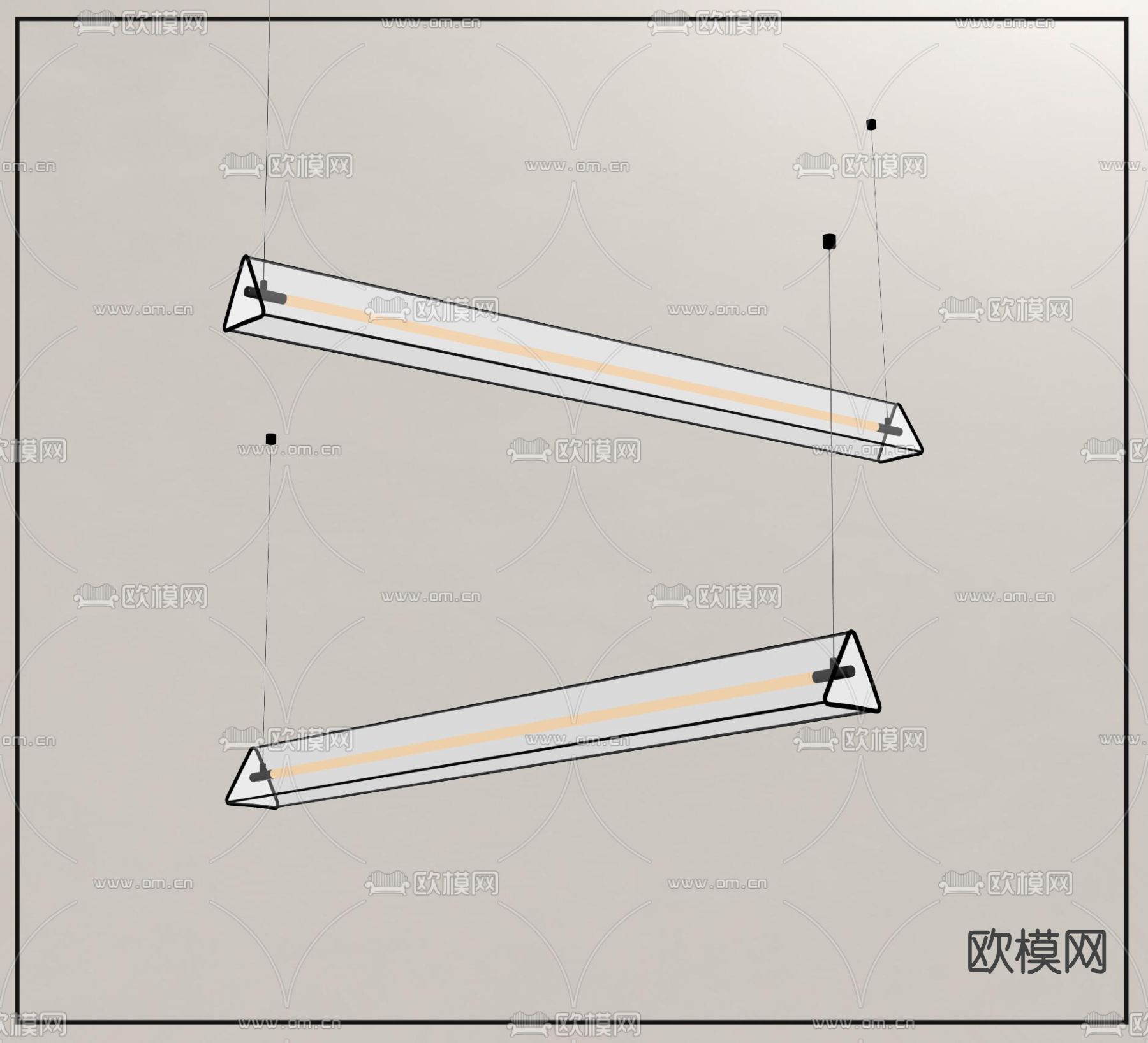 灯管吊灯su模型下载（渲染图2）