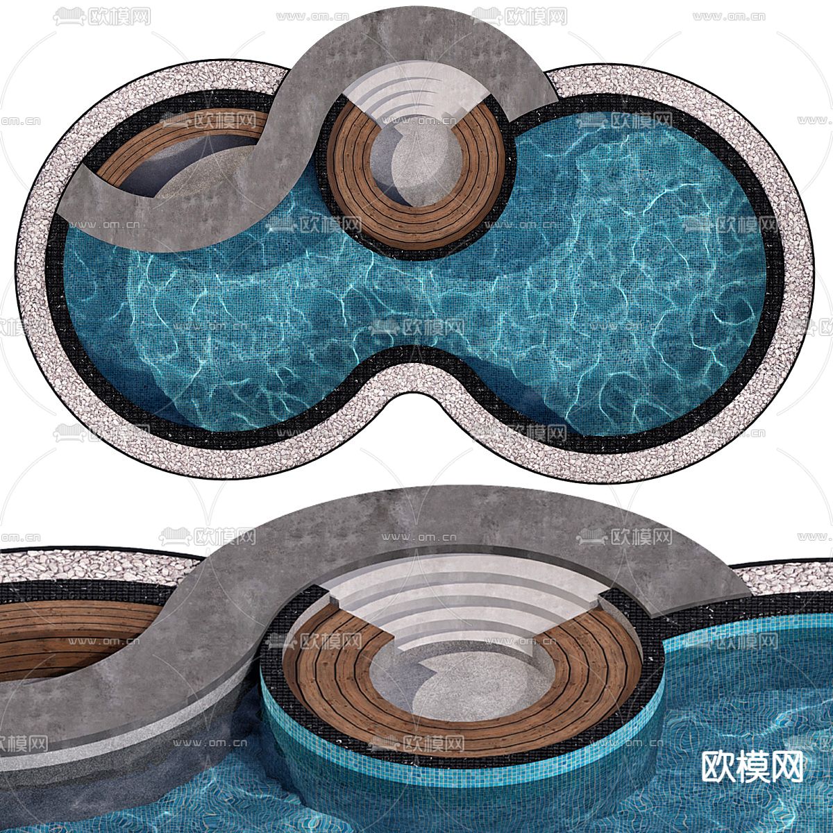 游泳池 下沉式座椅3d模型