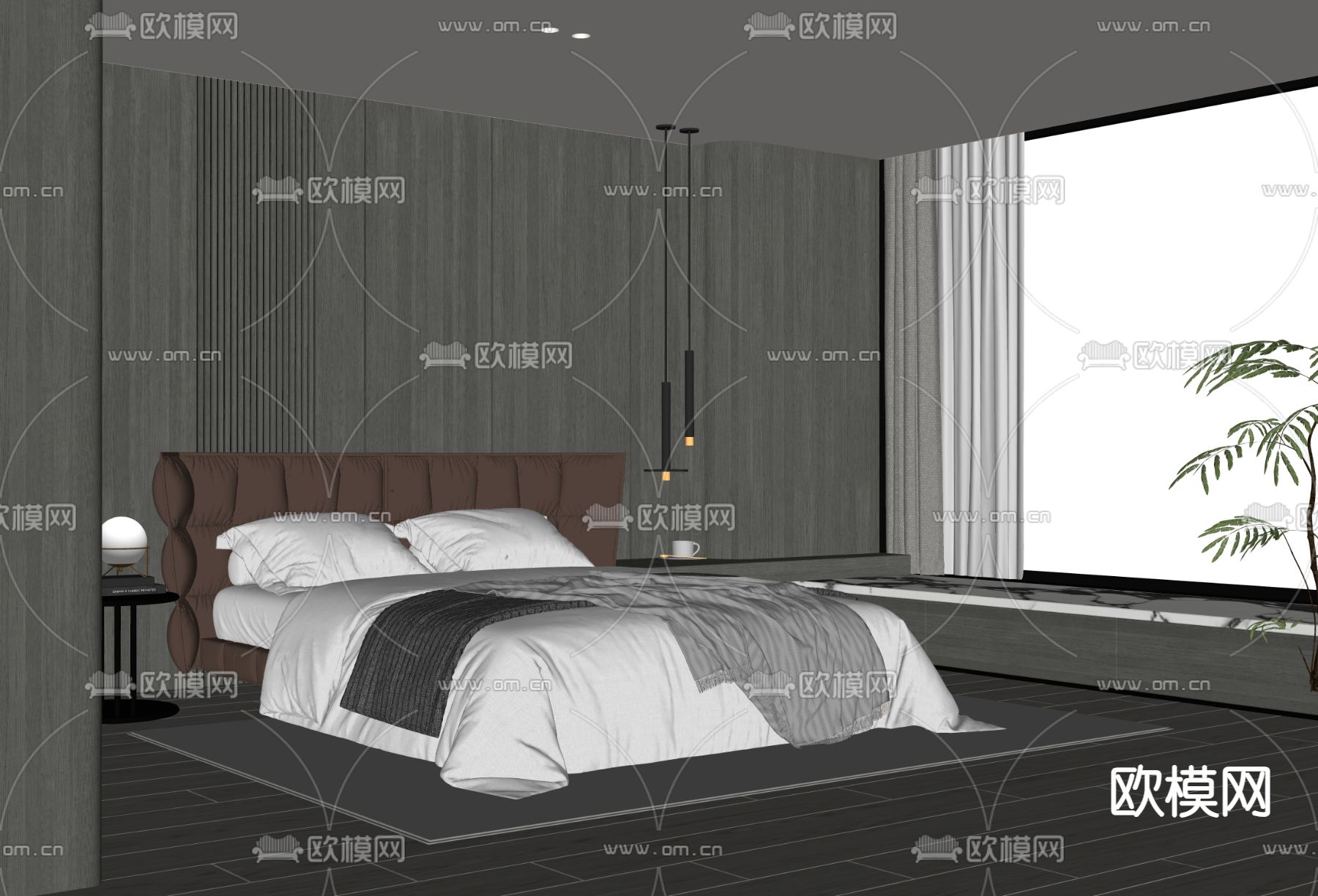 Minotti卧室 主卧 主人房su模型下载（渲染图2）