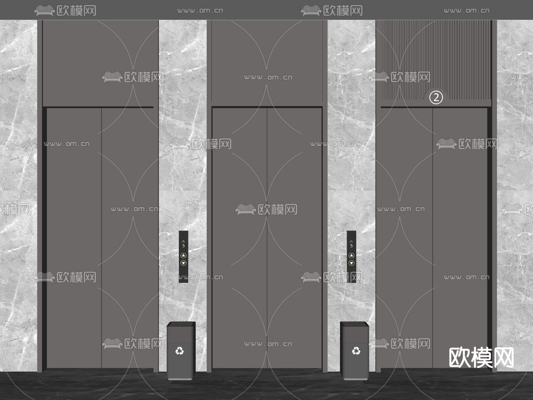 电梯门 电梯间su模型下载（渲染图1）