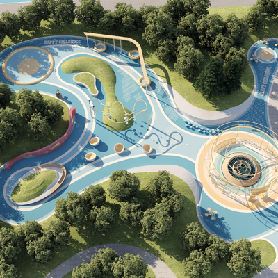  户外游乐场地 儿童乐园su模型 