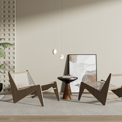  侘寂躺椅 休闲椅su模型 