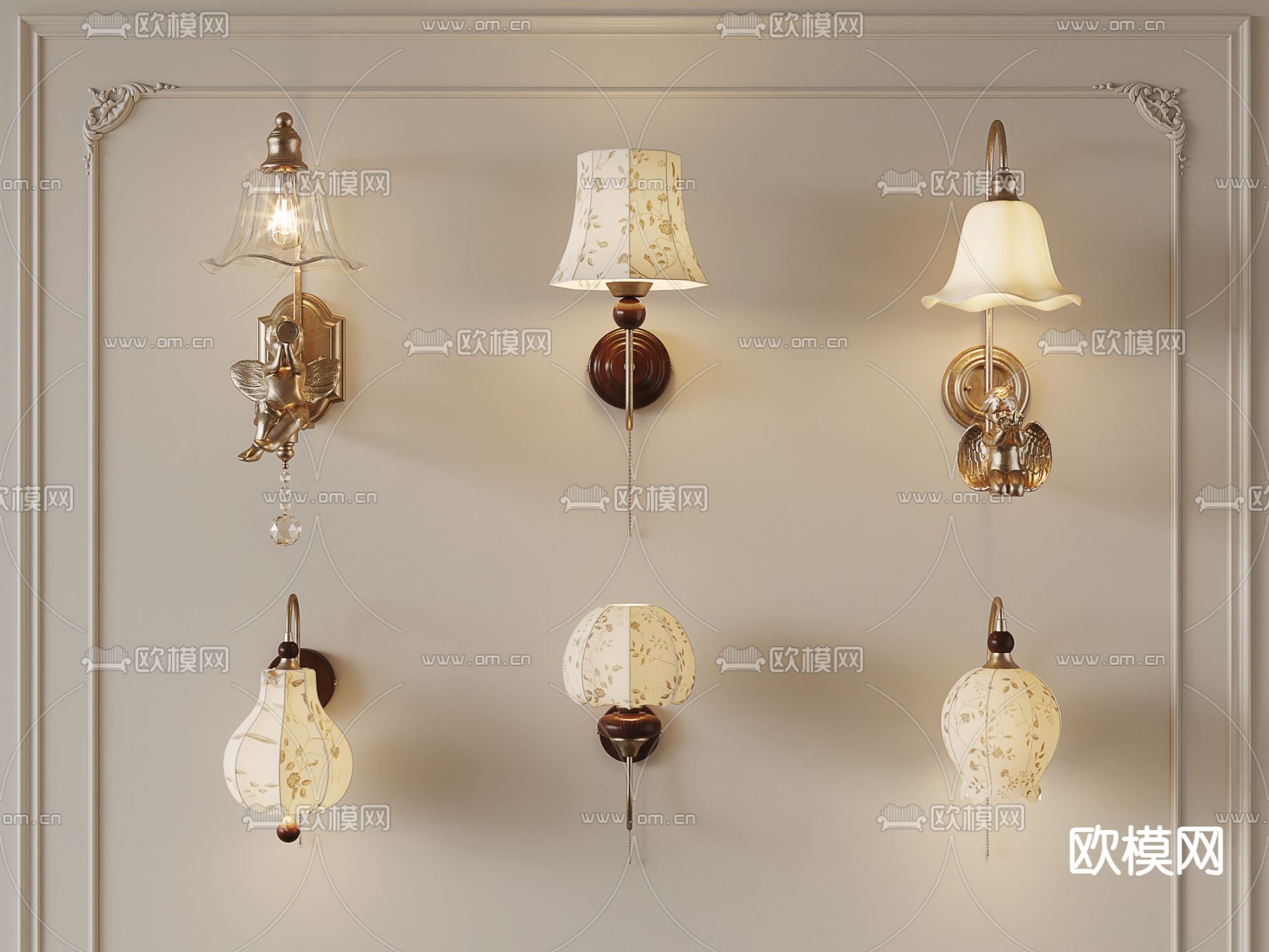法式壁灯 过道灯3d模型下载