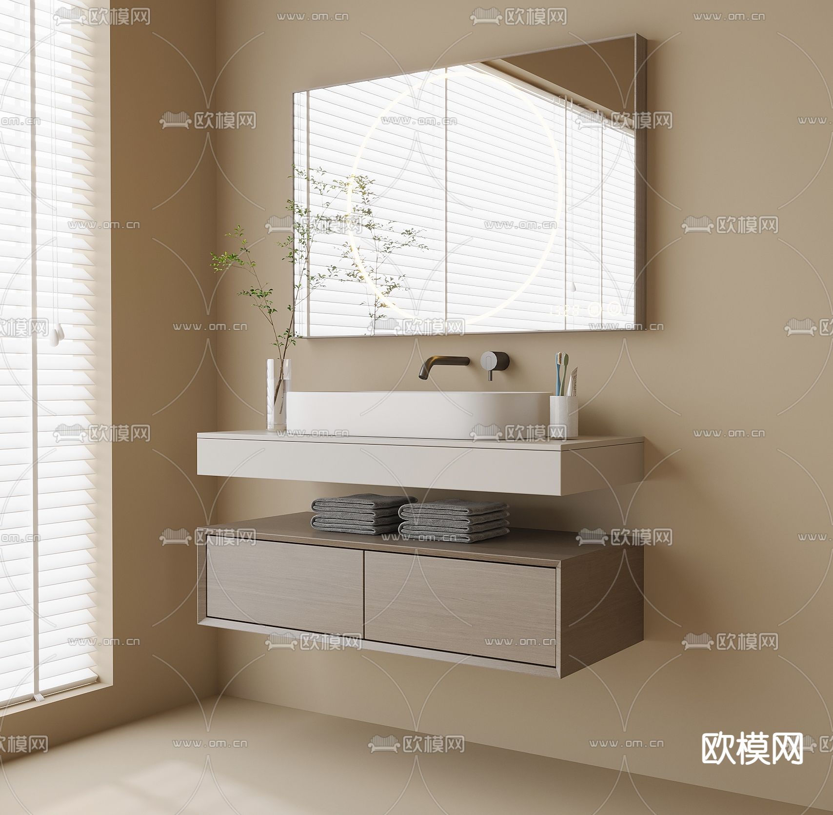 现代浴室柜 洗手台3d模型下载