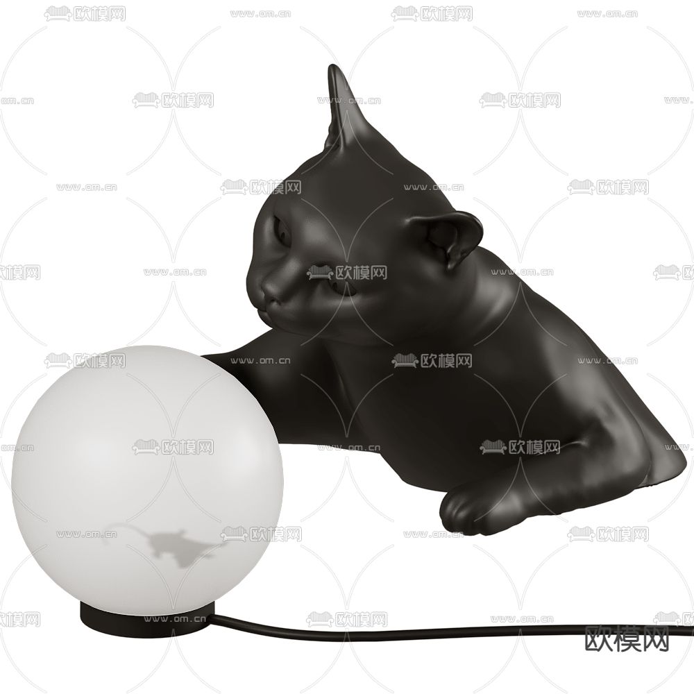 Karman 猫咪台灯3d模型下载（渲染图1）