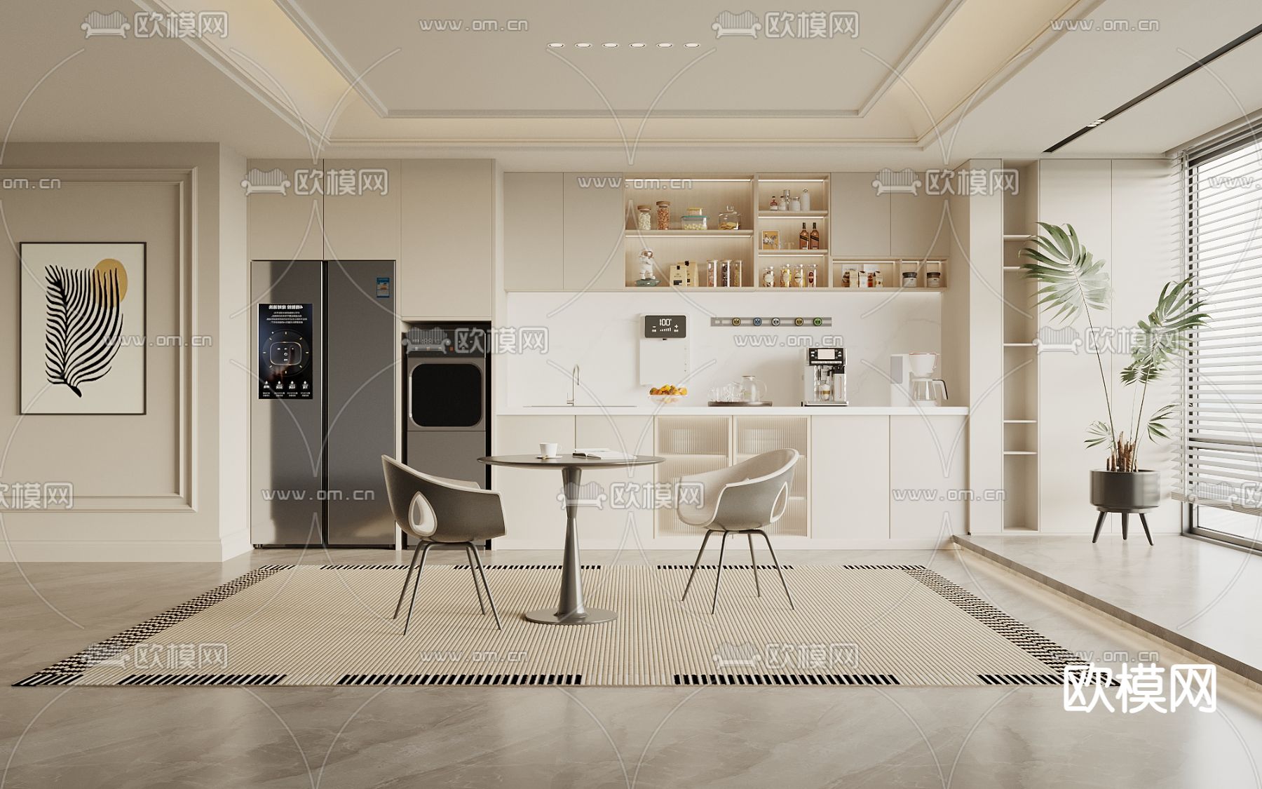 办公室茶水间 休息区3d模型下载