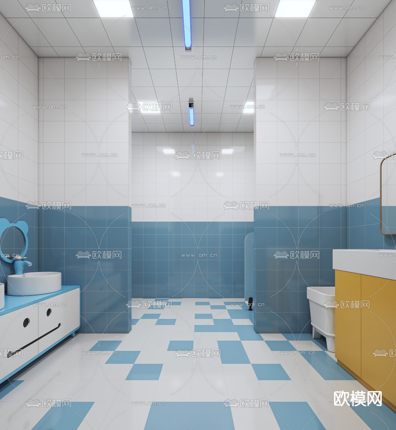 幼儿园卫生间 公厕3d模型下载