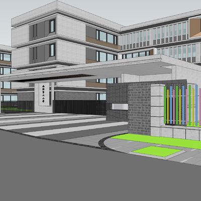  学校景观 校园景观鸟瞰su模型 