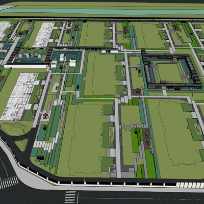  小区景观 住宅景观su模型 