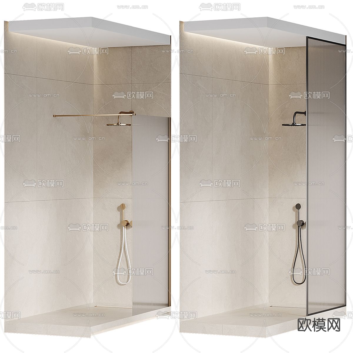 现代淋浴间 冲凉房3d模型下载（渲染图1）