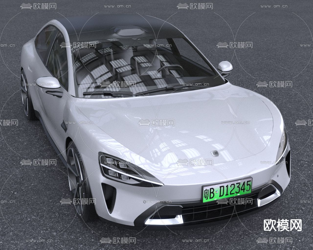 小米SU7汽车 轿车 电车3d模型下载（渲染图2）