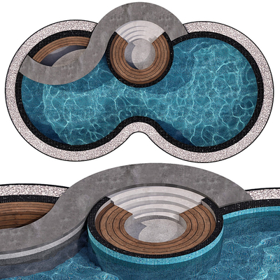 游泳池 下沉式座椅3d模型