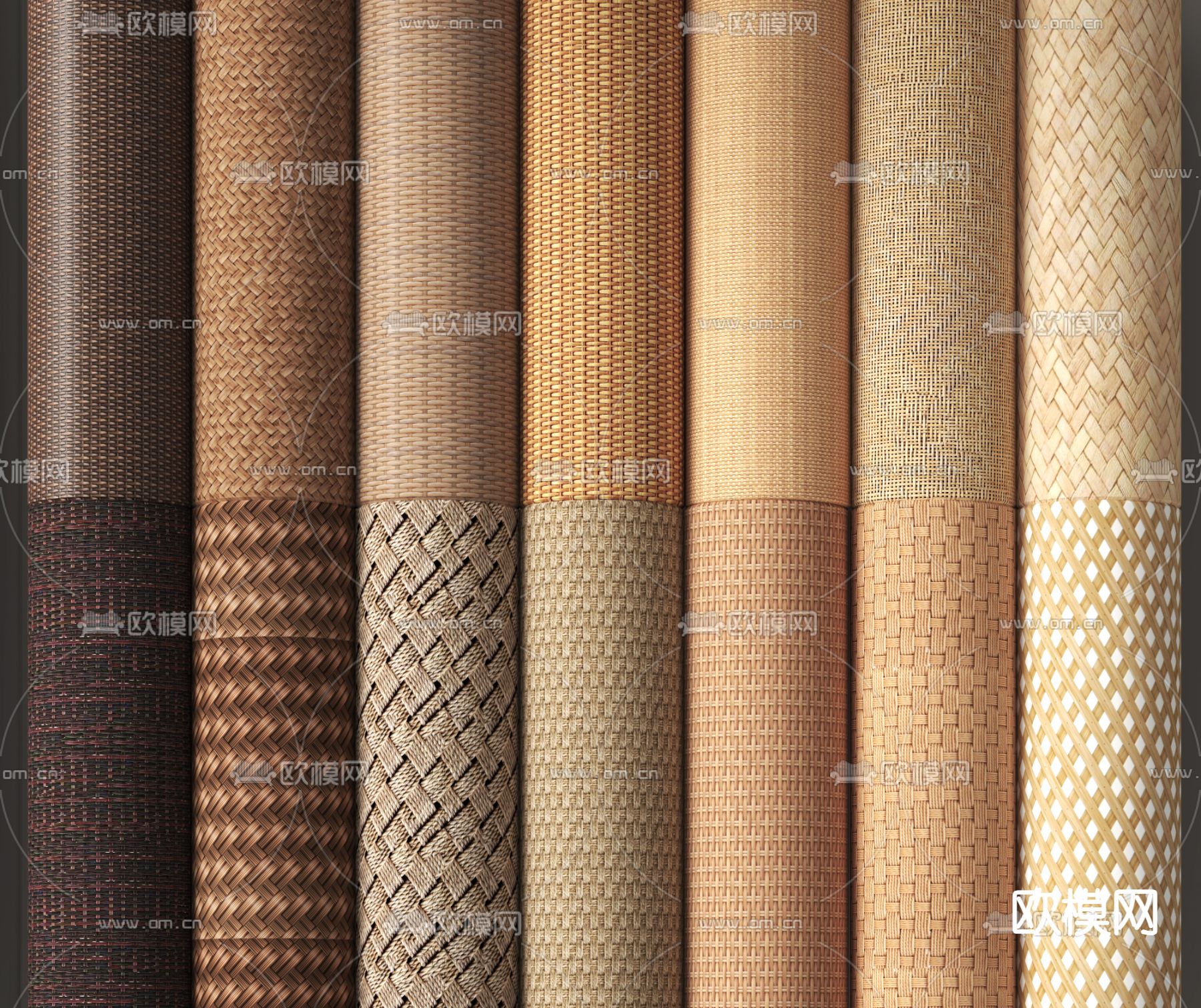 现代藤编 竹编 布艺su模型下载（渲染图2）