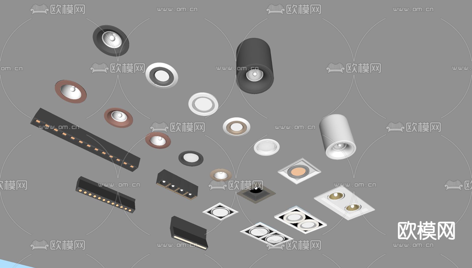 现代筒灯 射灯 长筒灯su模型下载（渲染图2）