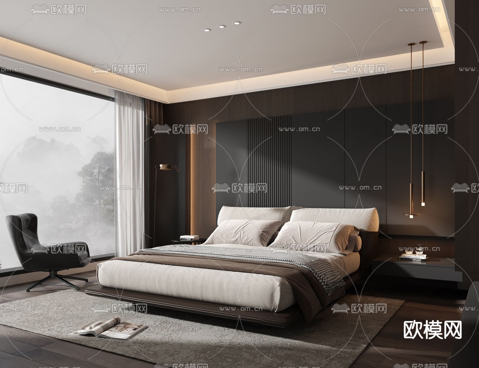 Minotti卧室 主卧 主人房su模型下载（渲染图1）