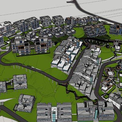  住宅设计 地产设计 鸟瞰su模型 