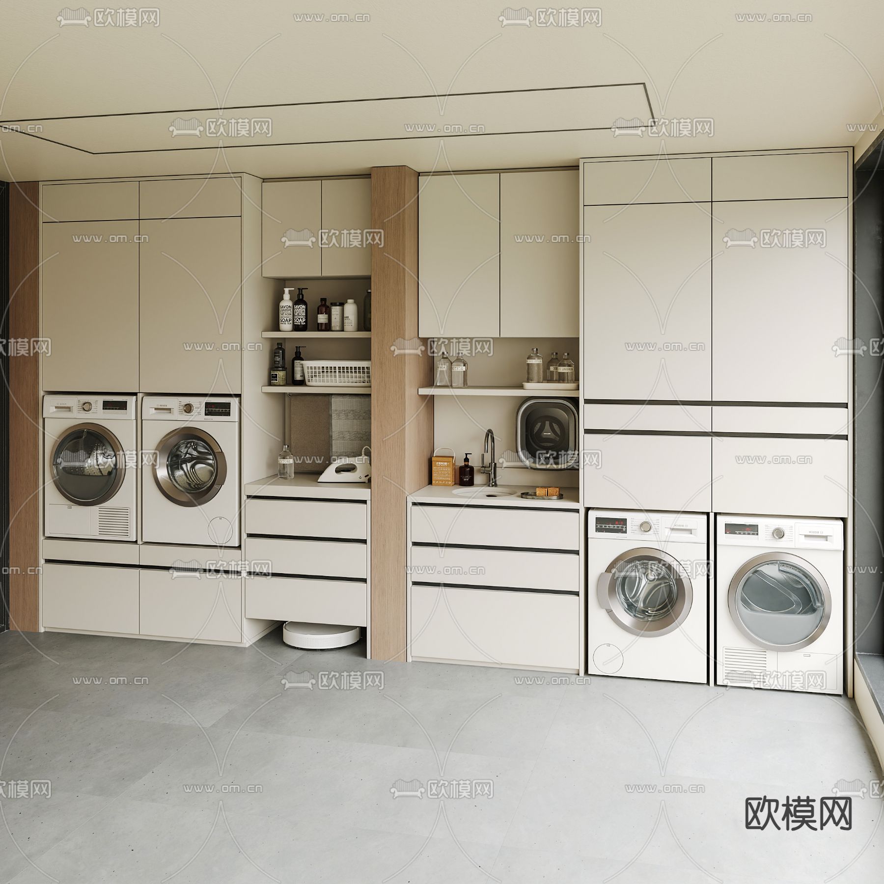 洗衣机柜 家政柜3d模型下载（渲染图5）