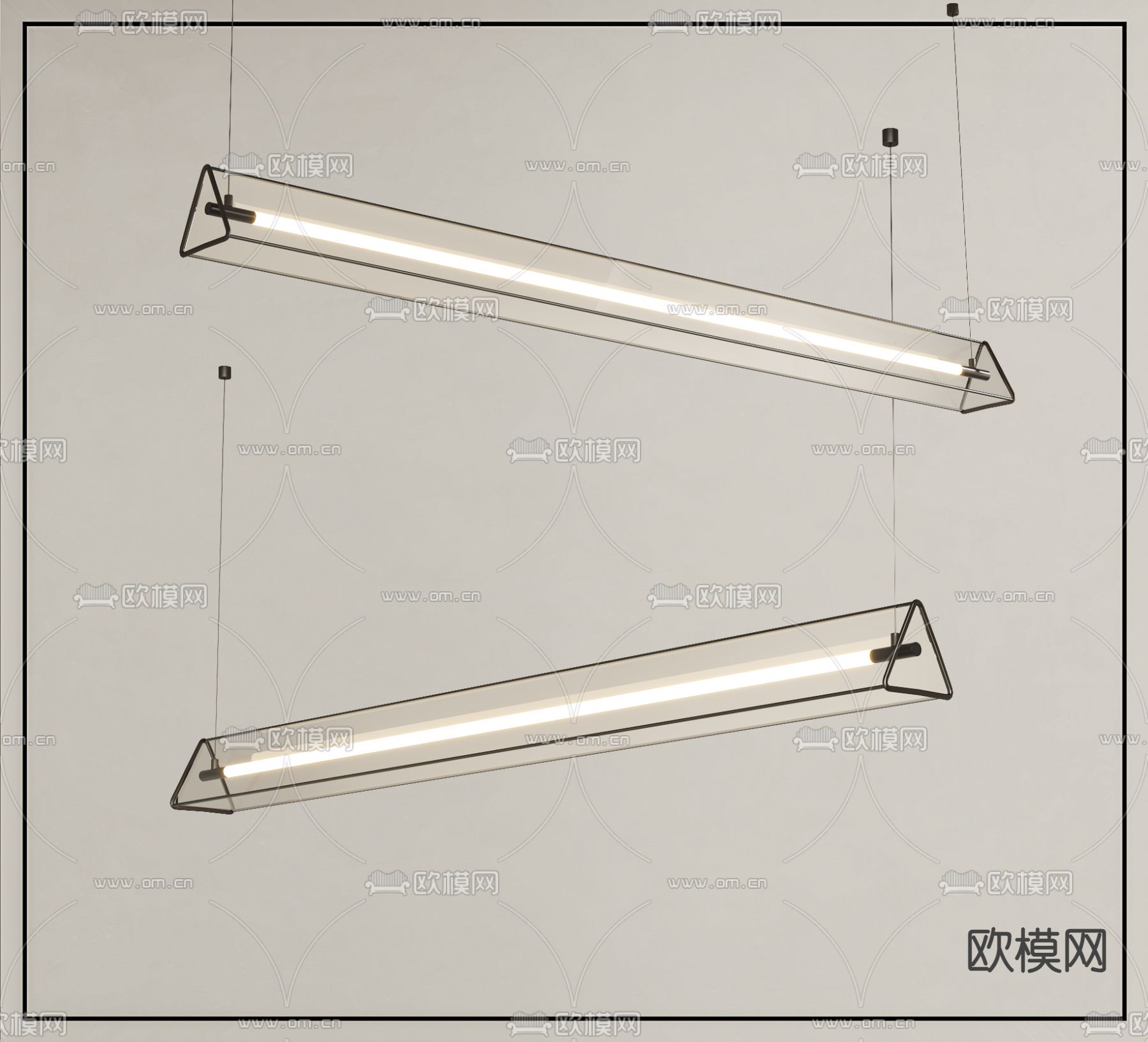 灯管吊灯su模型下载（渲染图1）