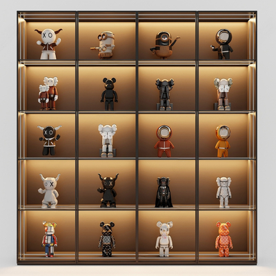  现代潮玩 公仔 手办柜su模型 