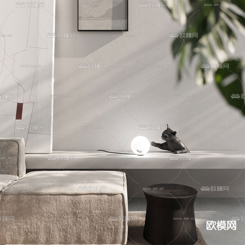 Karman 猫咪台灯3d模型下载（渲染图3）