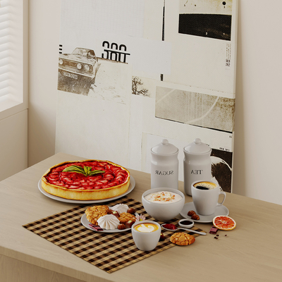  食物 牛奶 面包su模型 