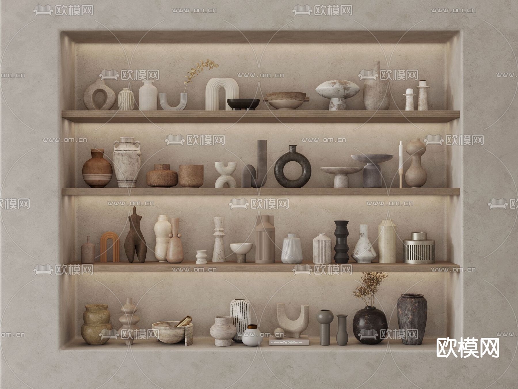 侘寂风 陶瓷器皿 陶罐su模型下载（渲染图1）