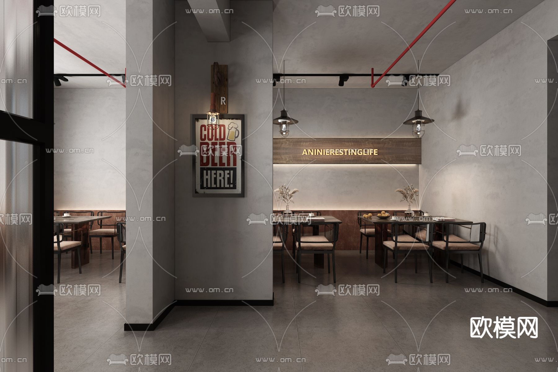 工业风快餐店 快餐馆3d模型下载（渲染图4）