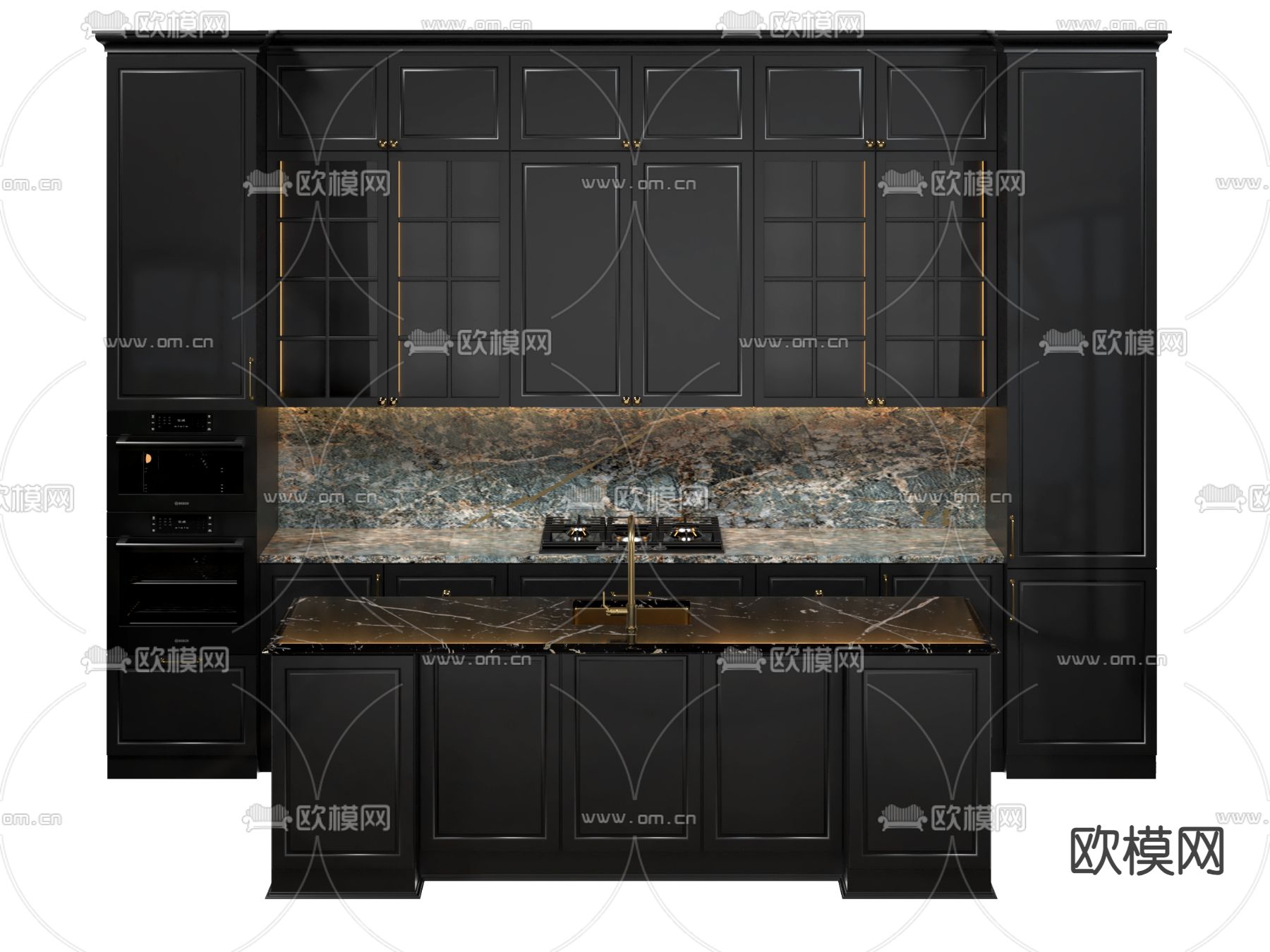 法式橱柜 中岛台3d模型下载