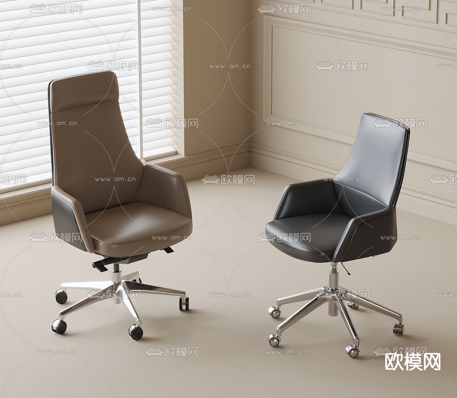 旋转办公椅su模型下载（渲染图2）