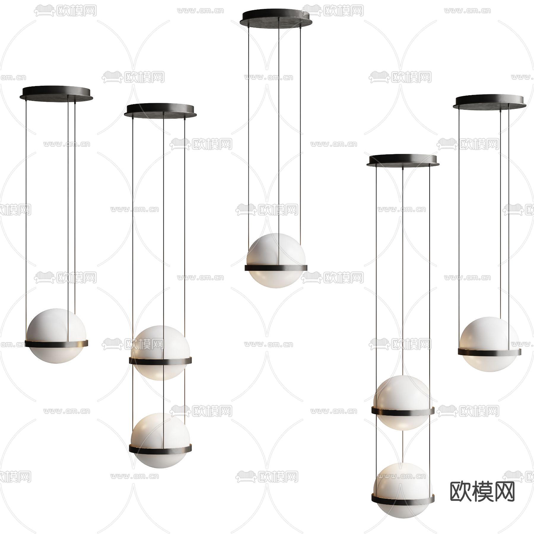 圆球小吊灯su模型下载（渲染图1）