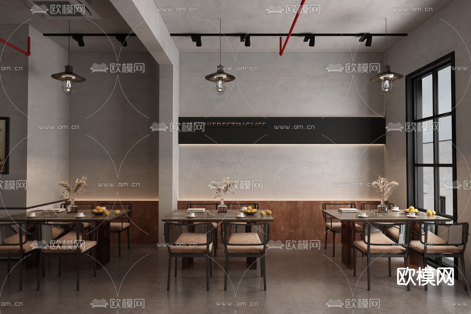 工业风快餐店 快餐馆3d模型下载（渲染图1）