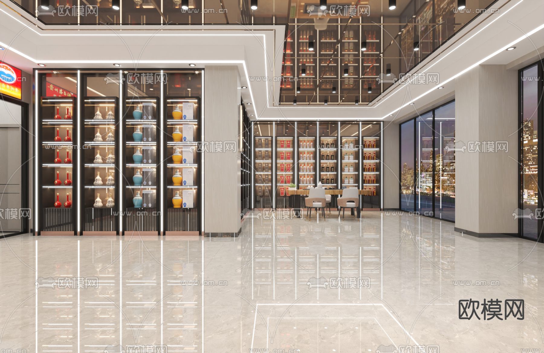 轻奢烟酒店3d模型下载（渲染图3）