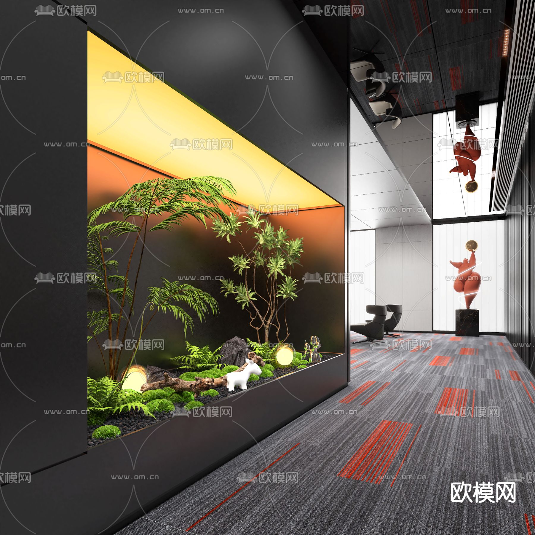 办公室走廊 过道3d模型下载