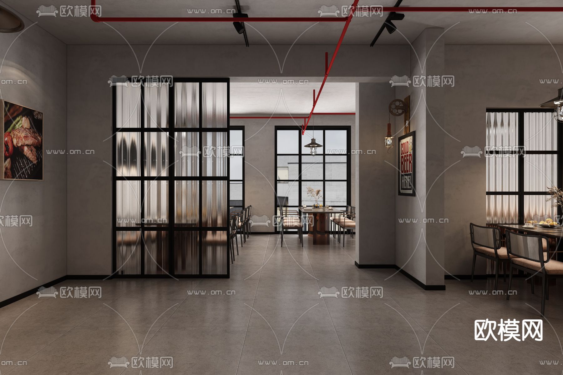 工业风快餐店 快餐馆3d模型下载（渲染图2）