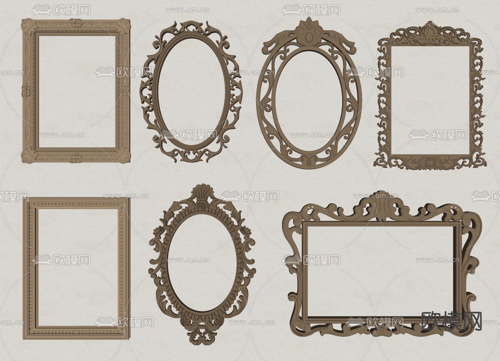欧式画框 相框 镜框 古典画框 古典镜框su模型下载（渲染图1）