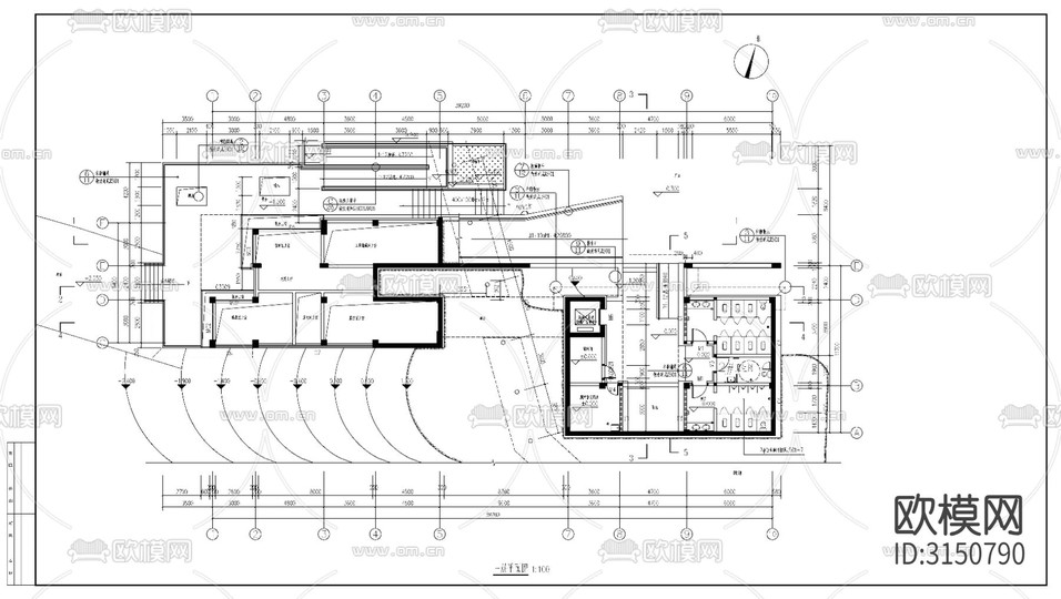 入口管理用房 工廠廠房cad施工圖下載(渲染圖4)