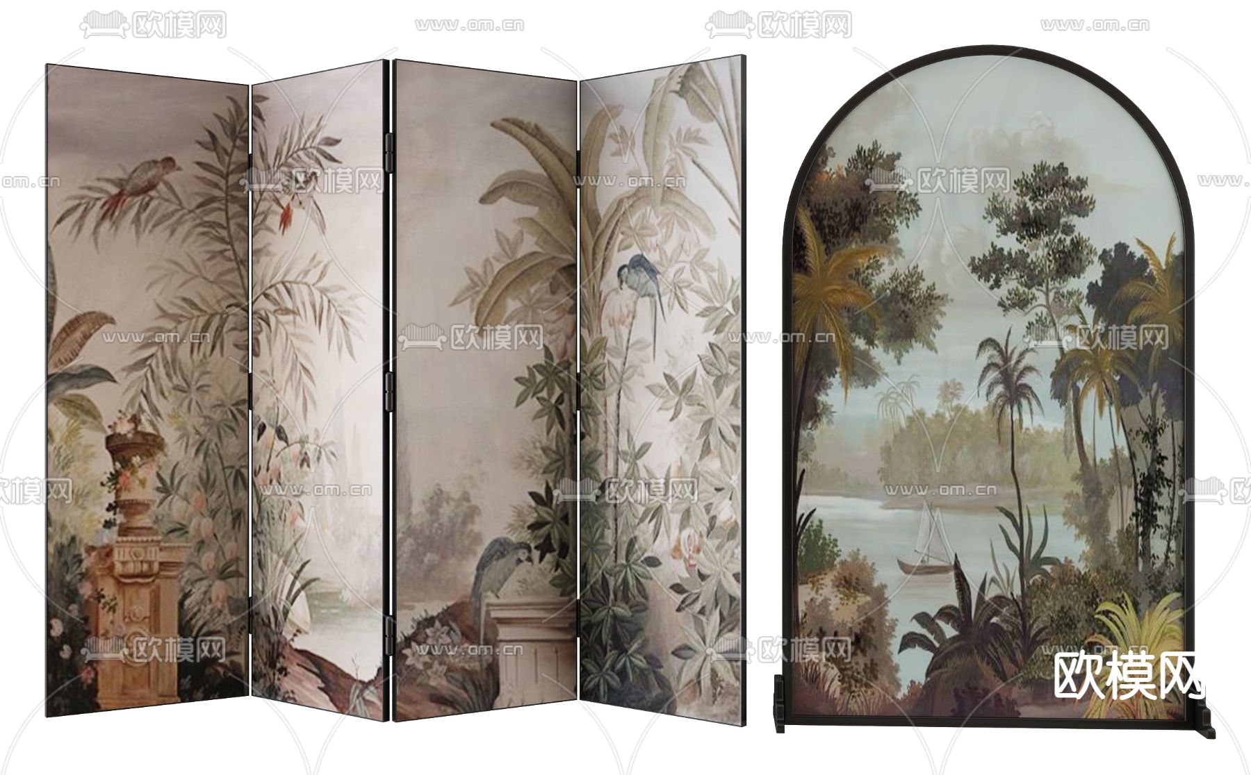 法式屏风 插屏3d模型下载