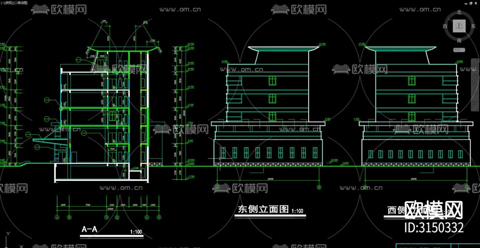 辦公樓 辦公建筑 寫字樓cad施工圖下載(渲染圖2)