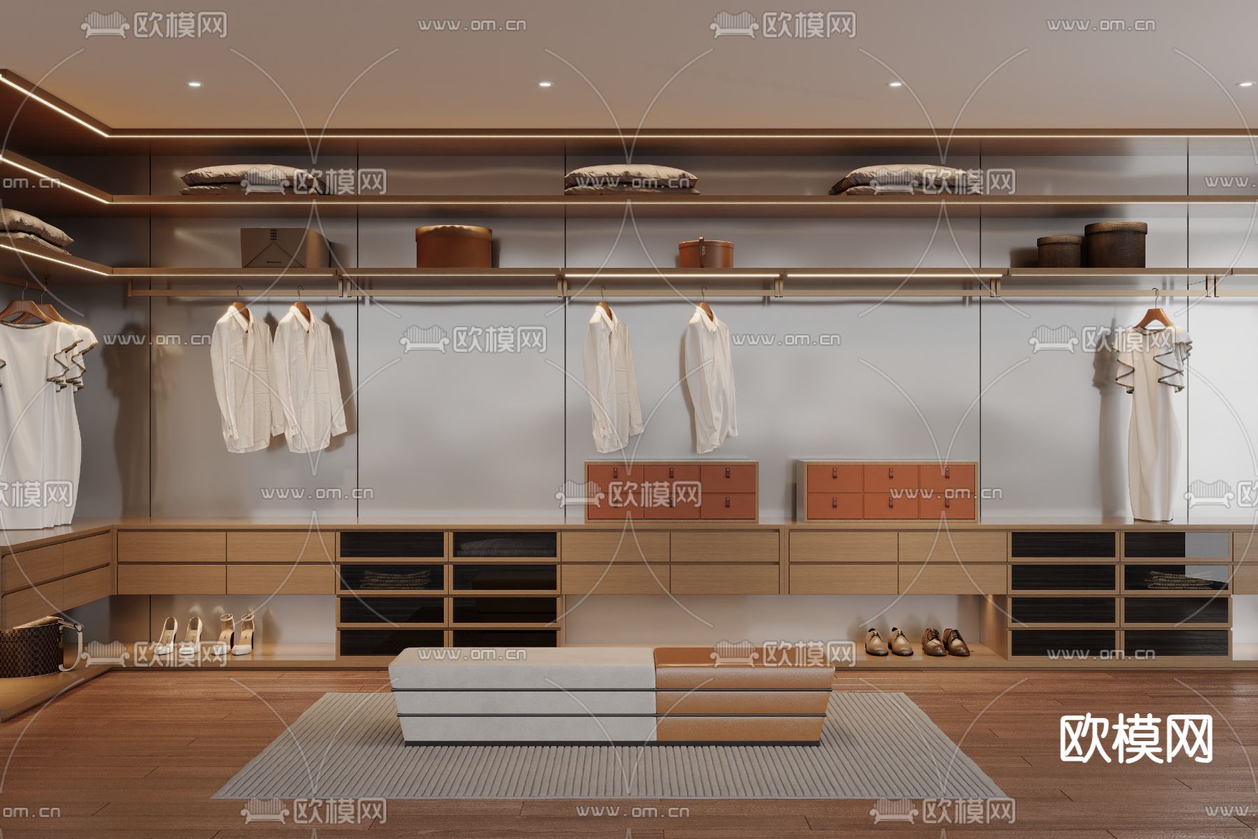 现代衣帽间3d模型下载（渲染图1）