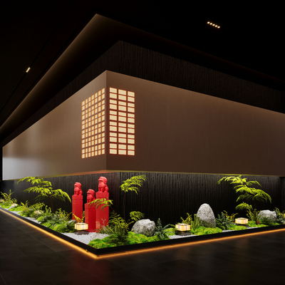  现代过道走廊 景观造景su模型 