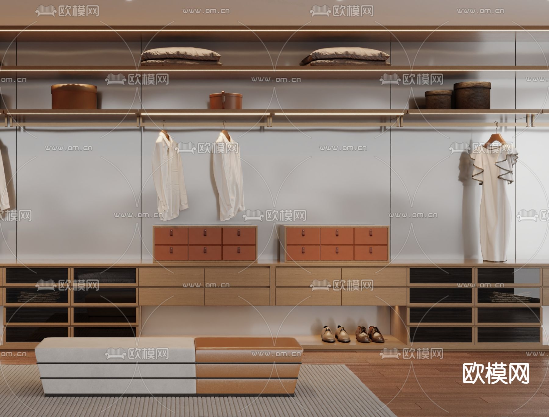 现代衣帽间3d模型下载（渲染图3）