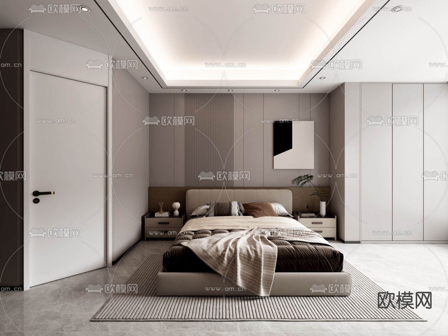 现代卧室 主人房3d模型下载