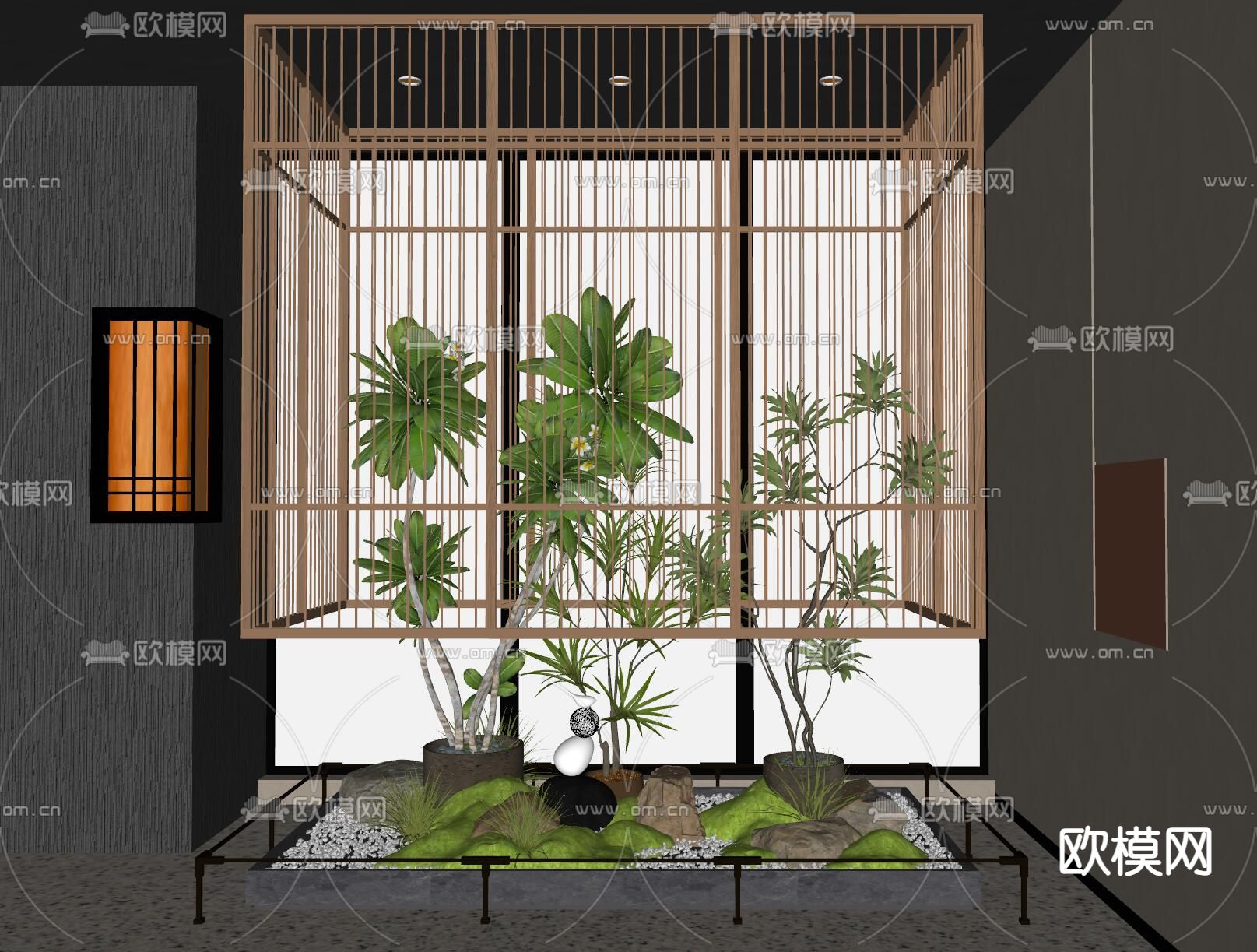 现代室内景观 植物堆su模型下载（渲染图2）