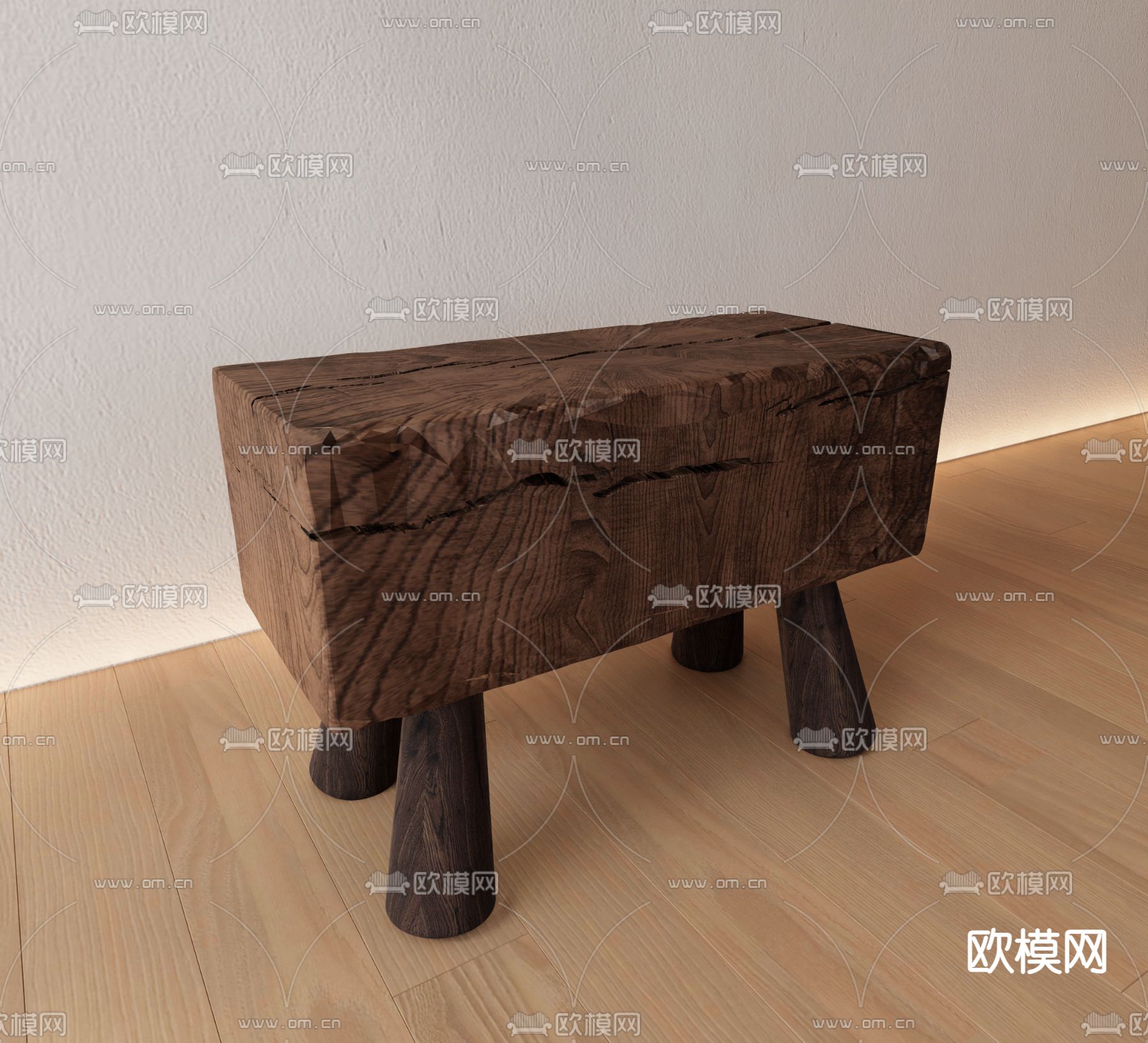 侘寂风小板凳 凳子su模型下载（渲染图1）
