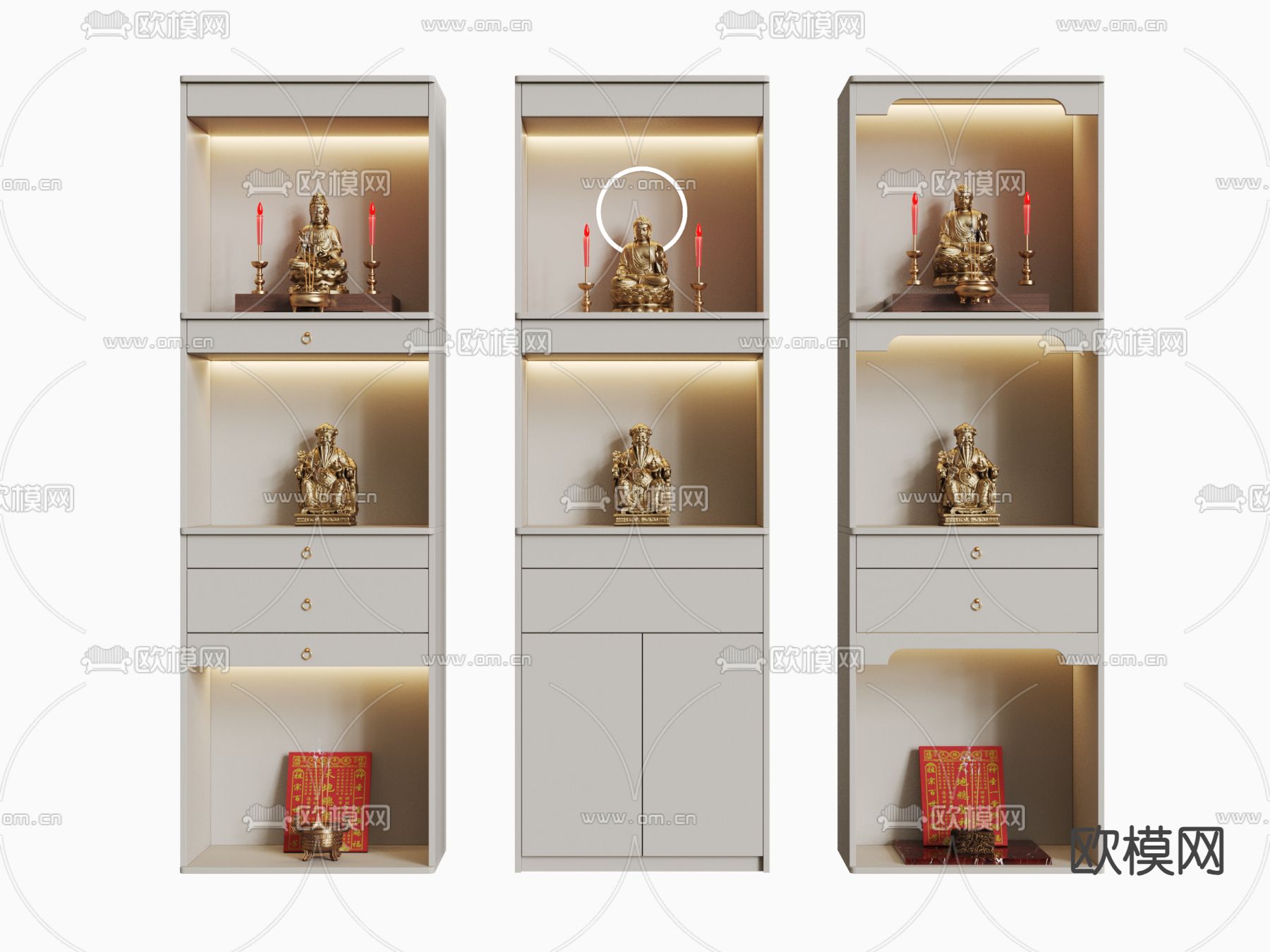 新中式佛龛 神龛 神柜3d模型下载