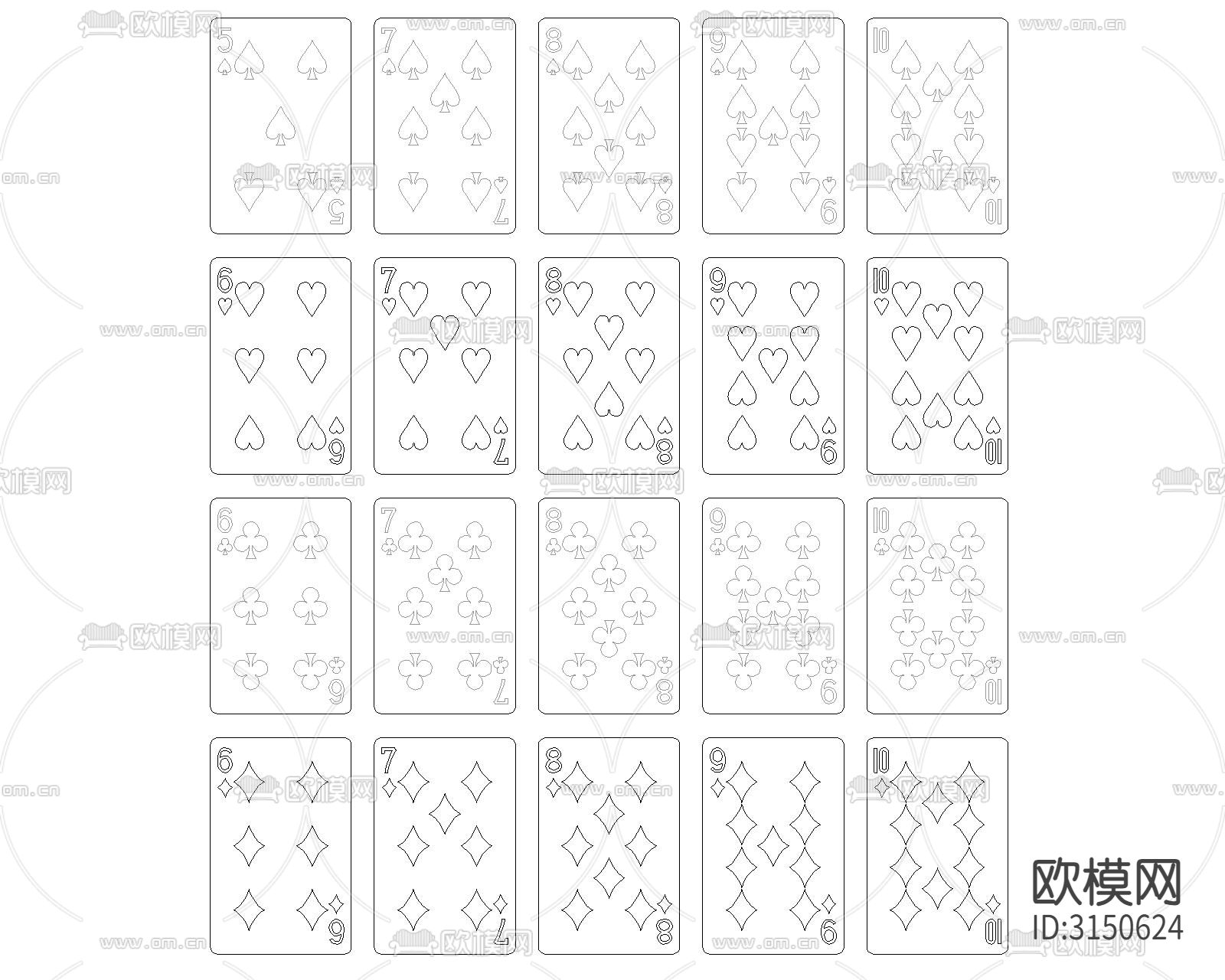棋牌麻将 扑克立面cad图库下载（渲染图4）