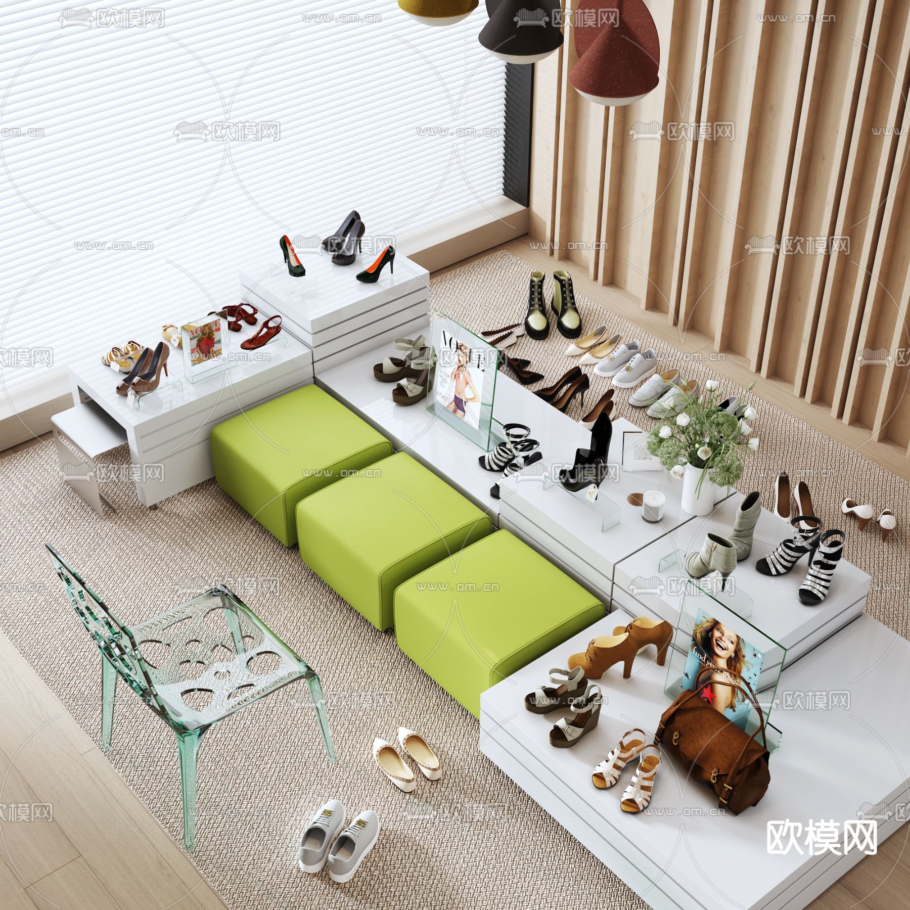 女鞋专柜 展示柜台 女鞋展示架3d模型下载