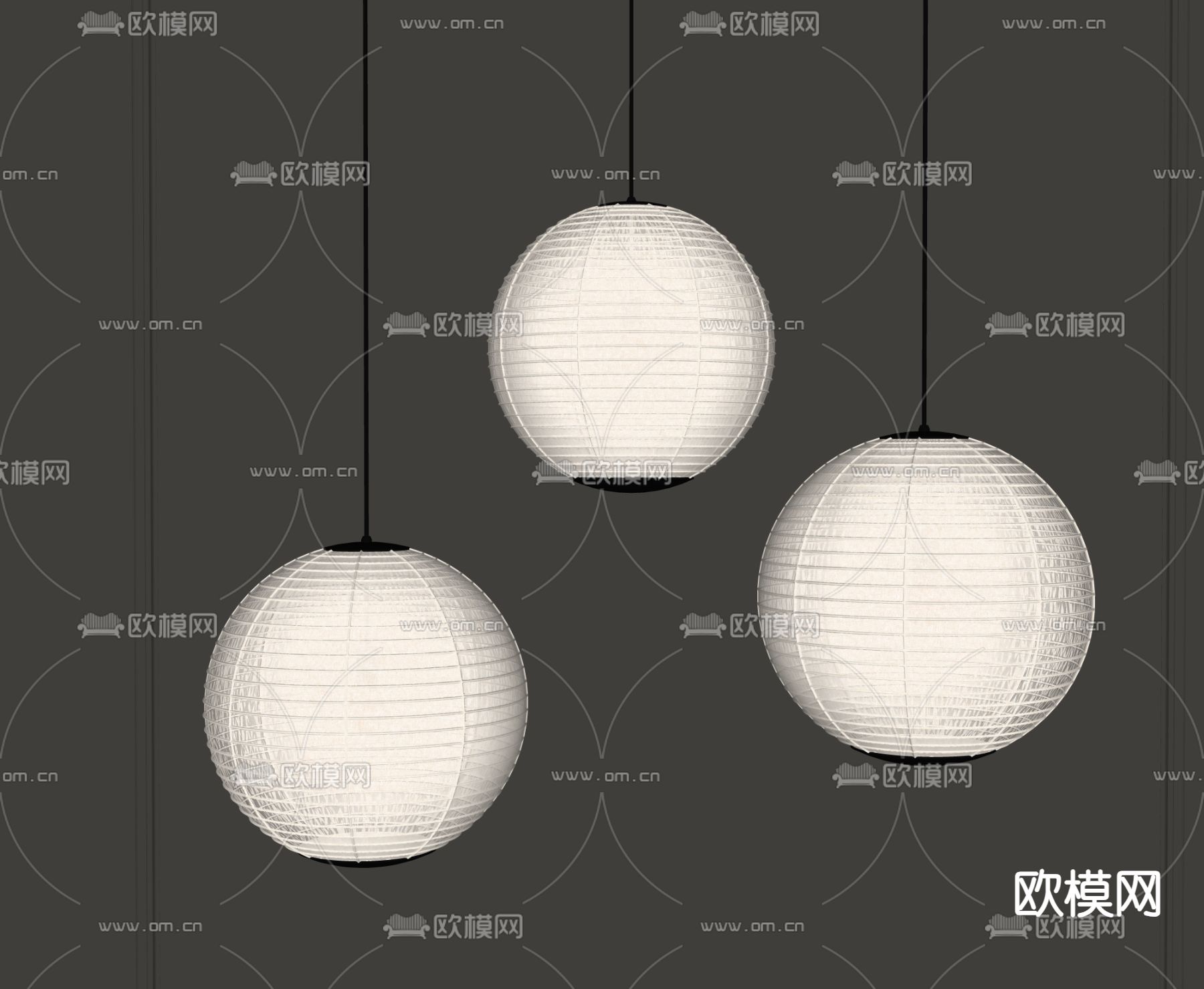 侘寂风吊灯su模型下载（渲染图2）