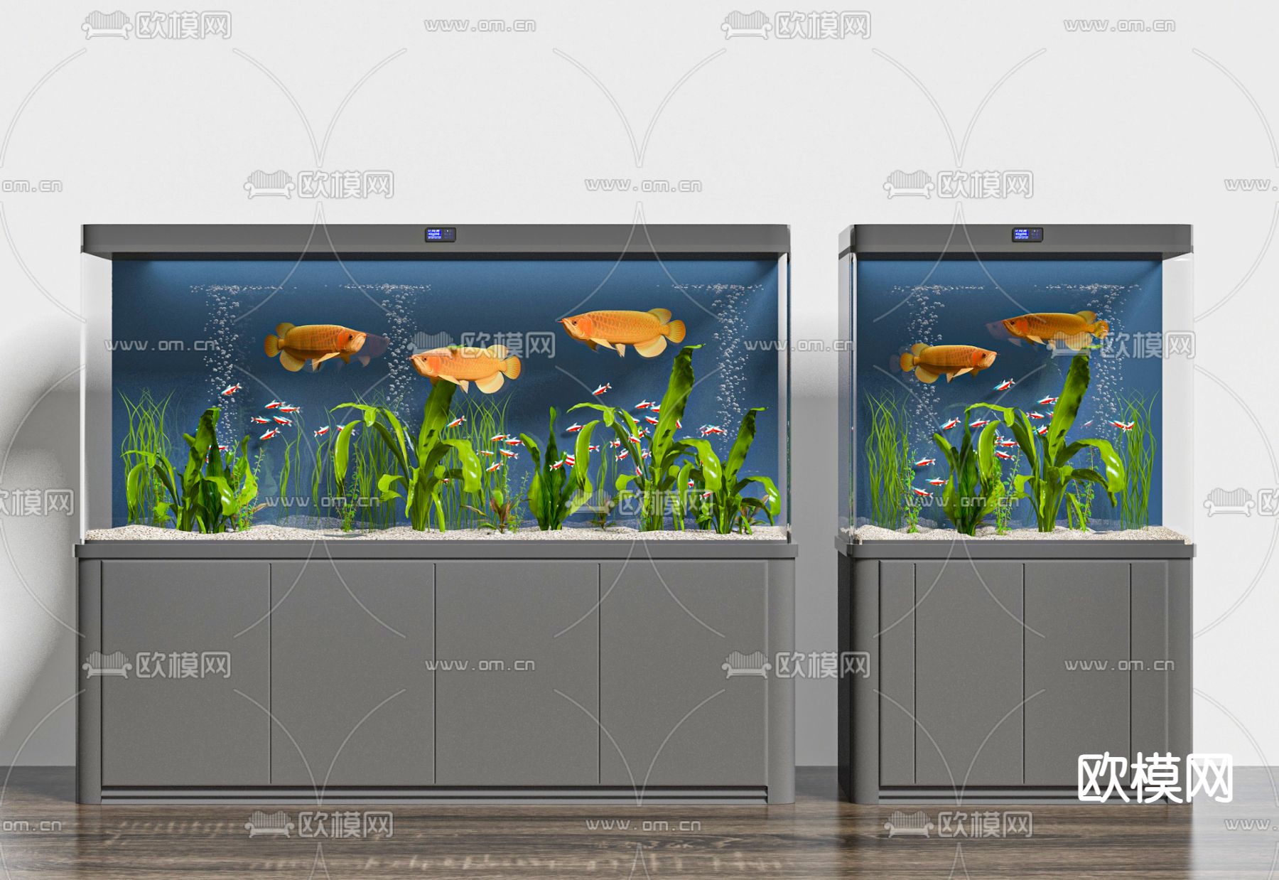 现代鱼缸 水族3d模型下载