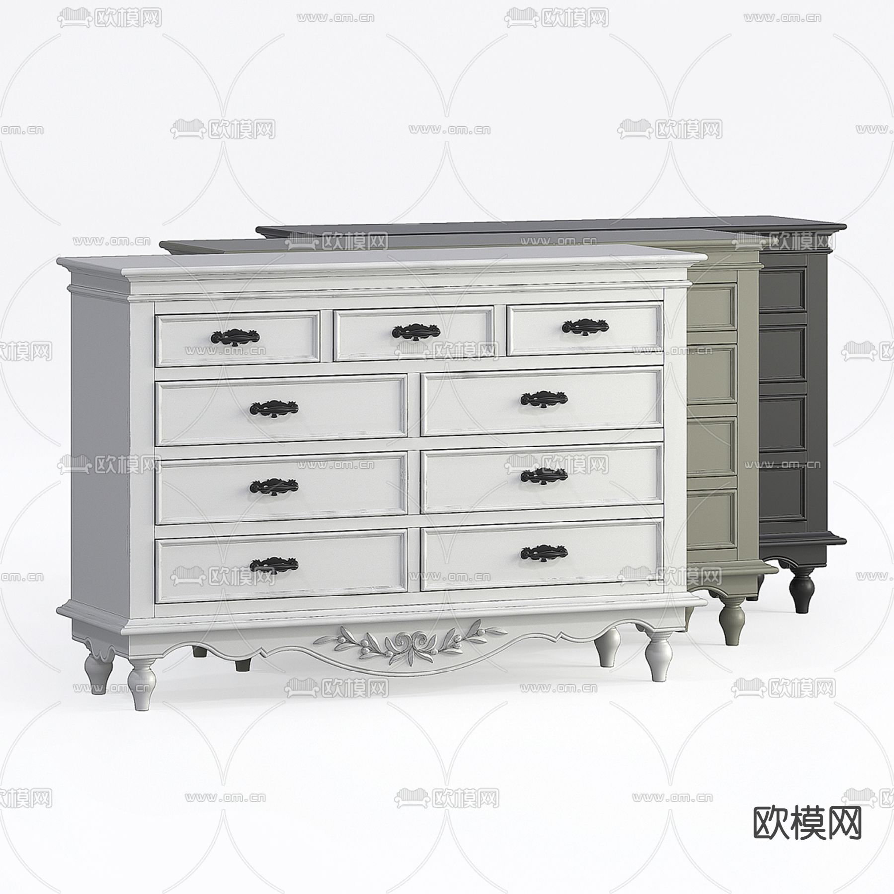 法式斗柜 抽屉柜3d模型下载
